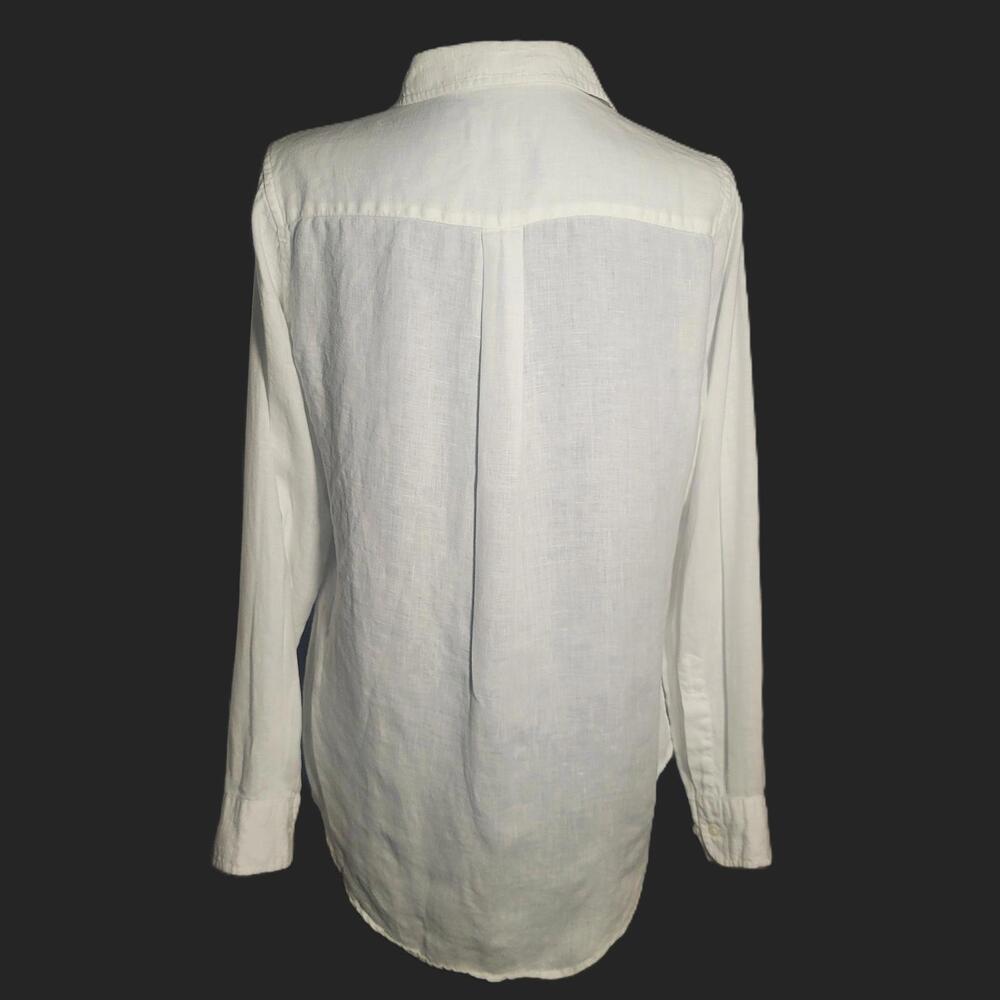 CAMIXA by Celina Di Pisa Women's White Linen Button-Down Shirt - Sz S Classic - Picture 4 of 9